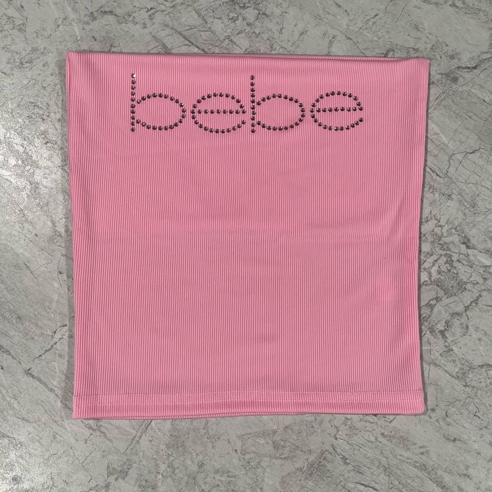Bebe Tube Top Pink Bebe Rhinestones Tube Top | Y2K Streetwear Fashion for Girls